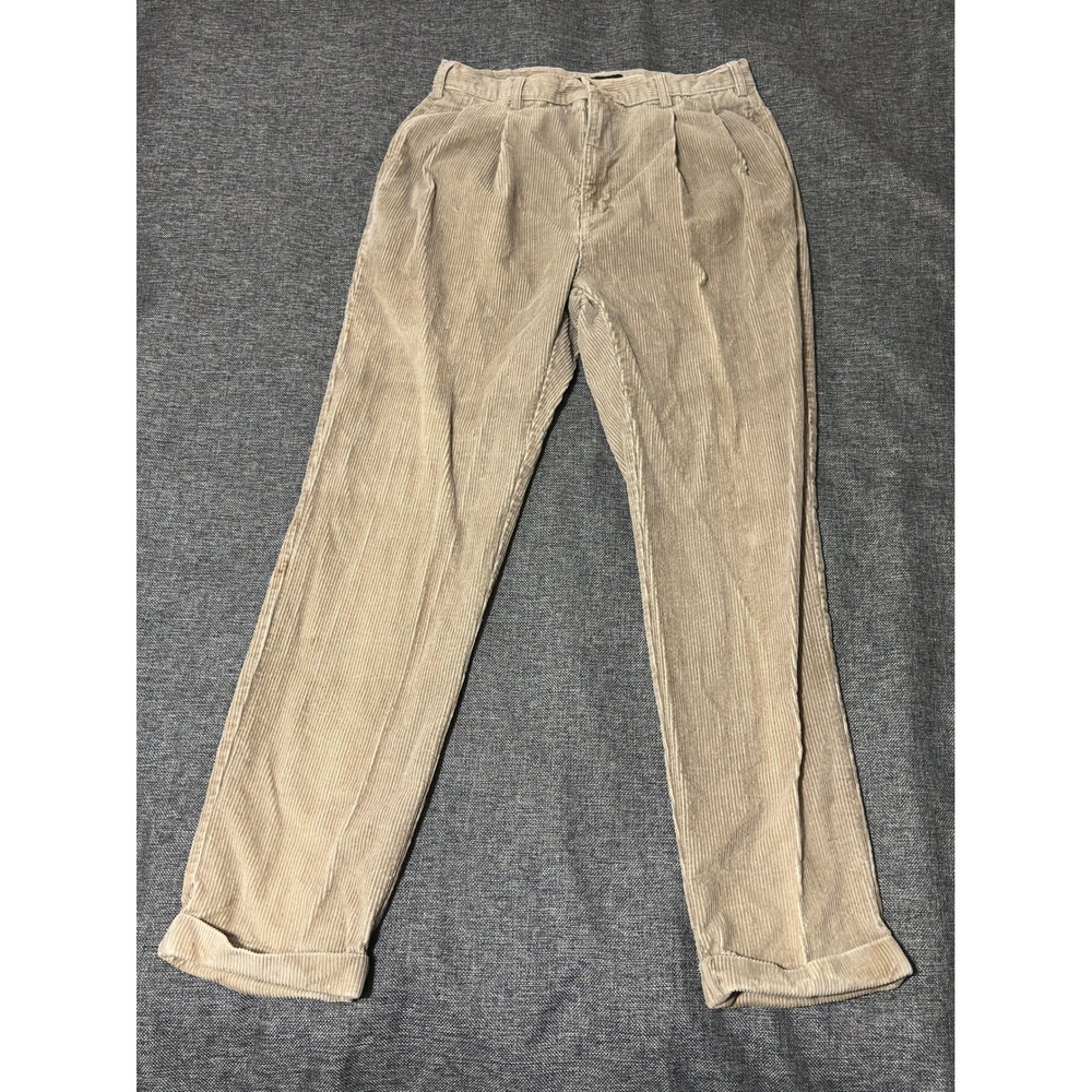Britches Mens 35x34 Corduroy Pants Pleated Tan Khaki Cotton